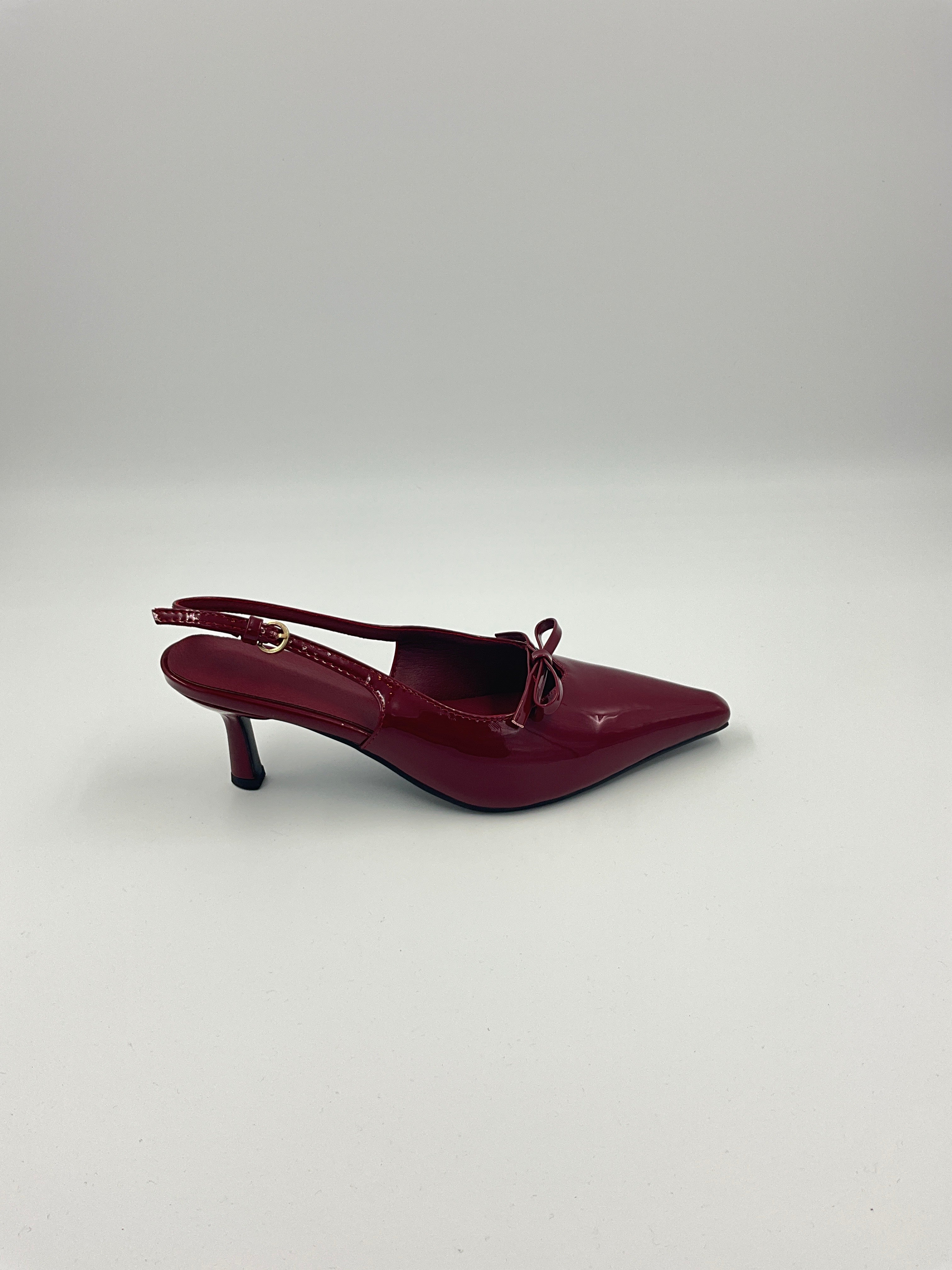 Red/Beige/Black Patent Sling