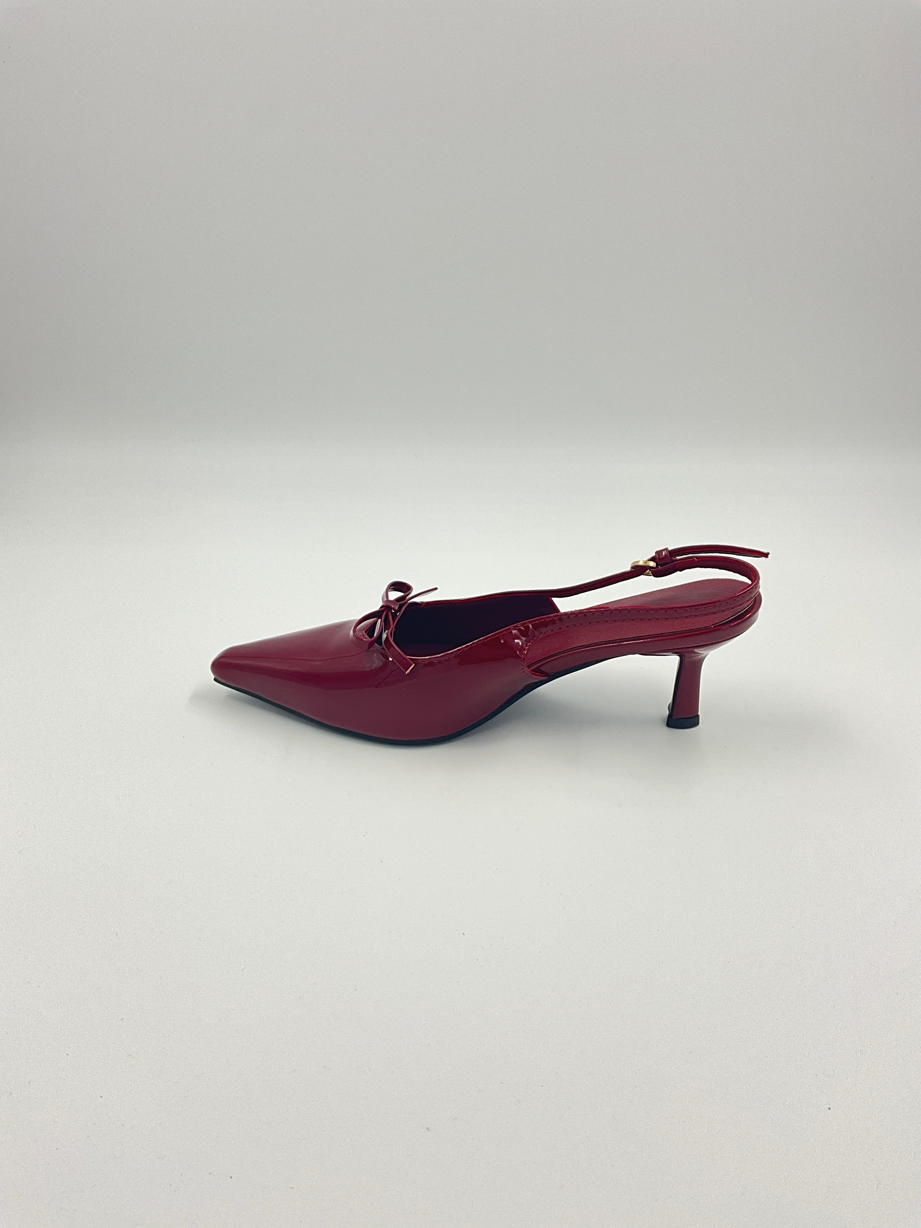 Red/Beige/Black Patent Sling