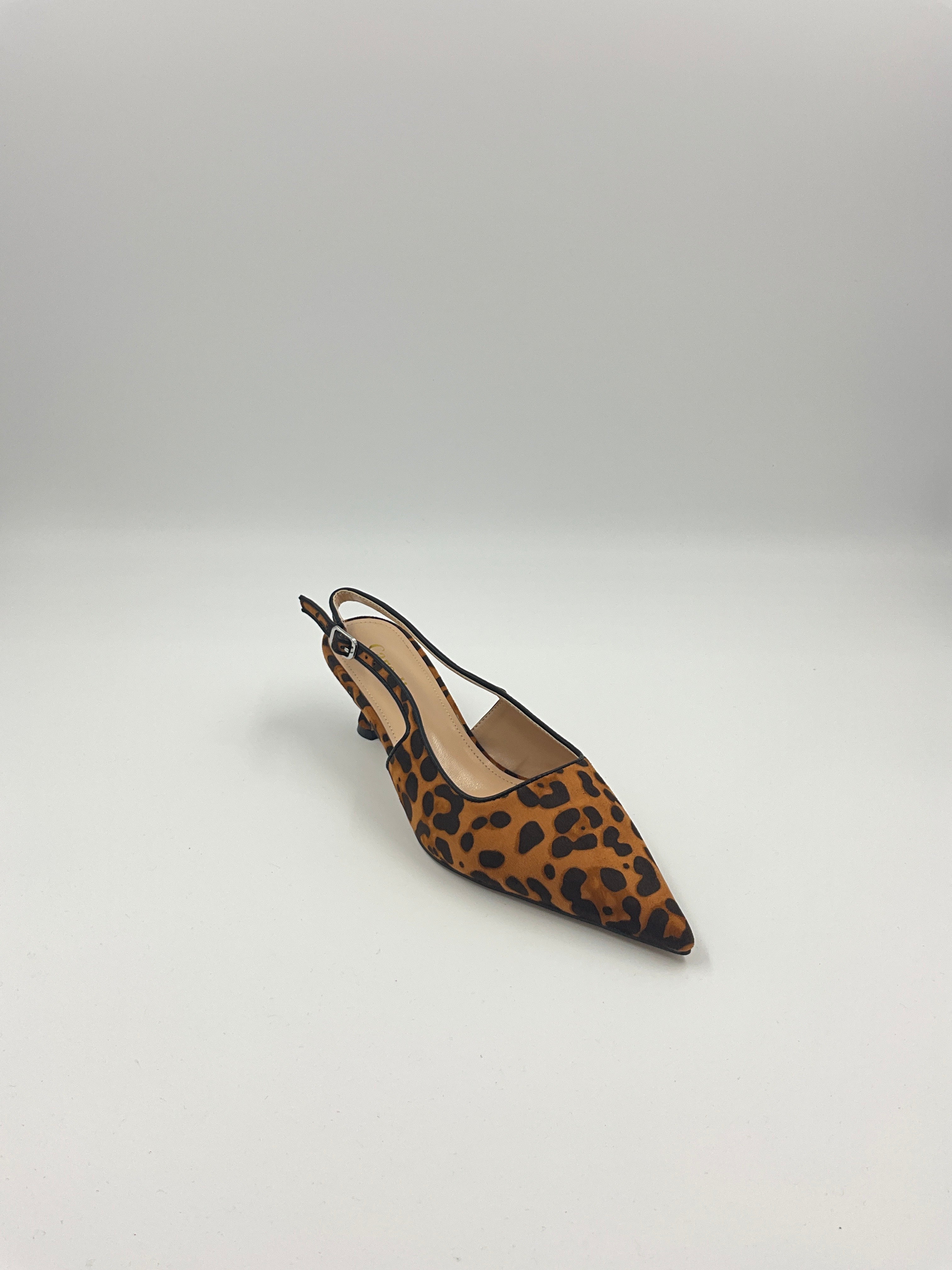 Leopard/Brown/Black Suede Sling